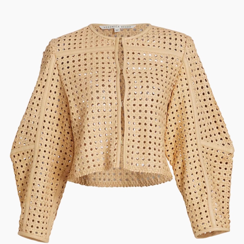 ISO Veronica Beard Fio Caned Leather Jacket